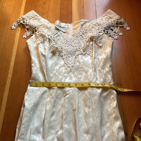 Vintage Lace Neckline Floor Length Gunne Sax Jessica McClintock Dress - Picture 8 of 12